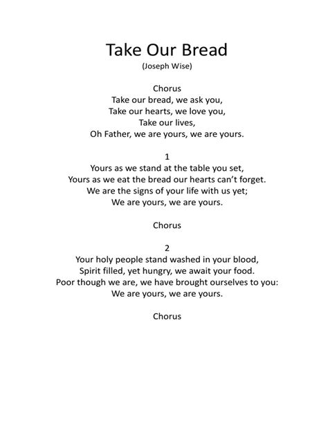 take our bread lyrics and score