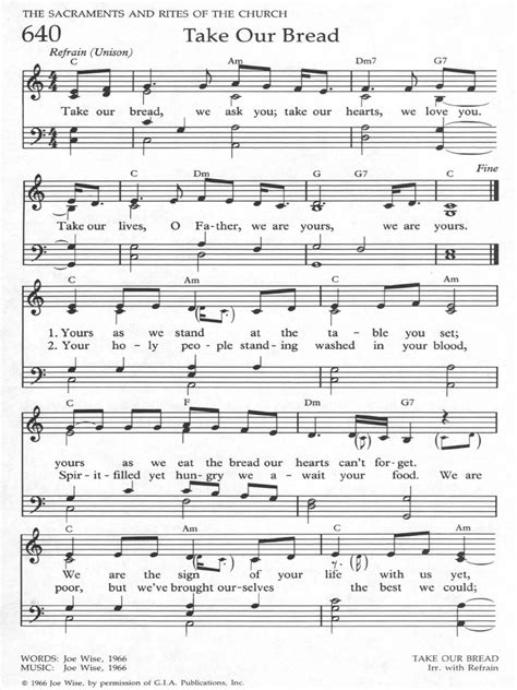 Take Our Bread Sheet Music