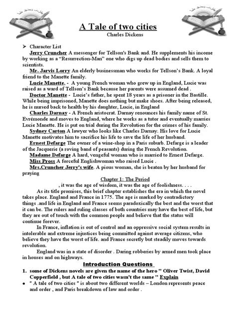 Tale Of Two Cities Chapter Summary