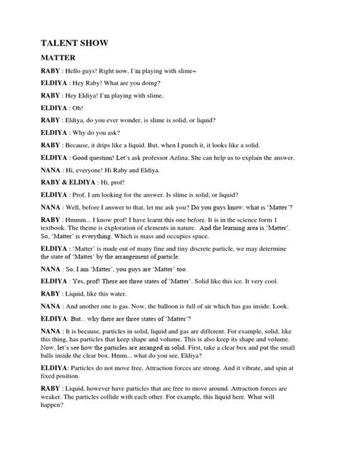 Talent Show Announcer Script Sample