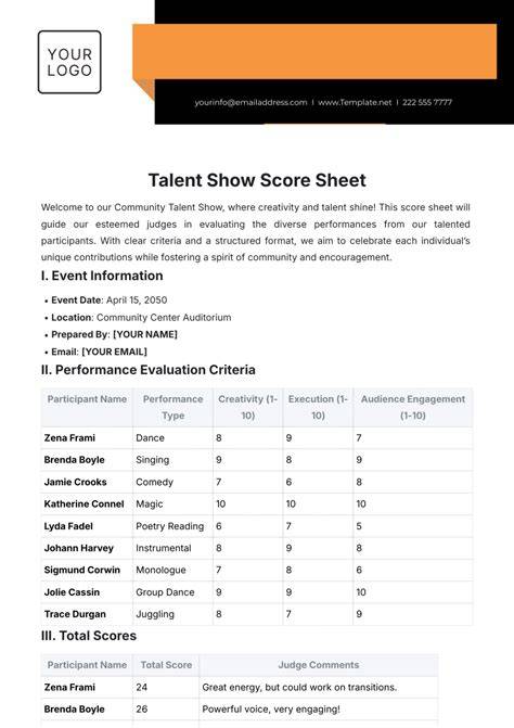 talent show judging score sheet