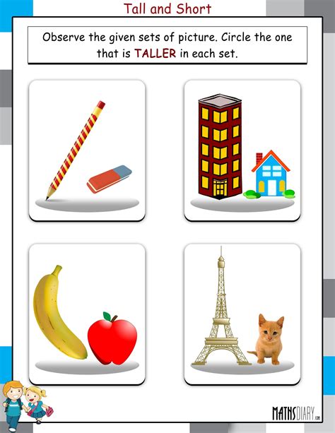 Tall And Short Worksheets Math Worksheets 4 Kids Tall And Short Activities For Kindergarten - Tall And Short Activities For Kindergarten