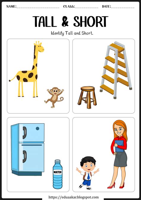 Tall Vs Short Size Comparison Worksheets K5 Learning Tall And Short Activities For Kindergarten - Tall And Short Activities For Kindergarten