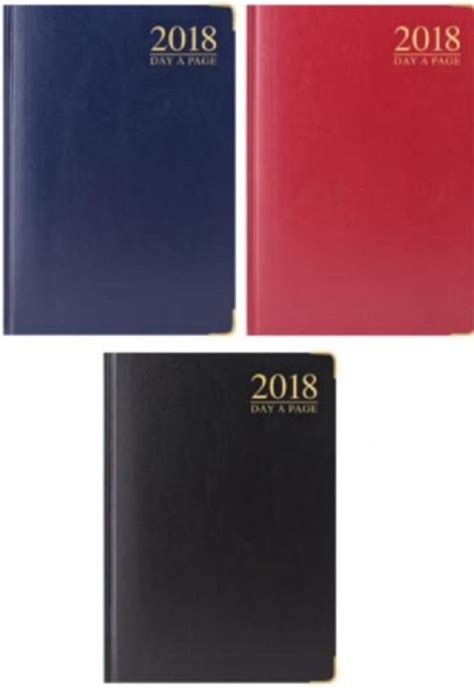 Download Tallon 3573 1X 2018 A6 Day A Page Diary Leather Effect Padded Gilt Edged Paper With Metal Corners Colour At Random 