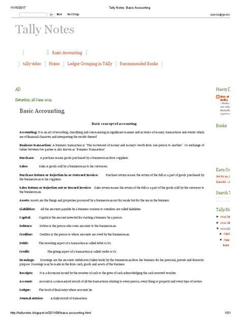 tally basic accounting notes
