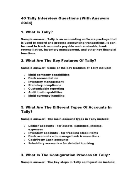 Tally Interview Questions