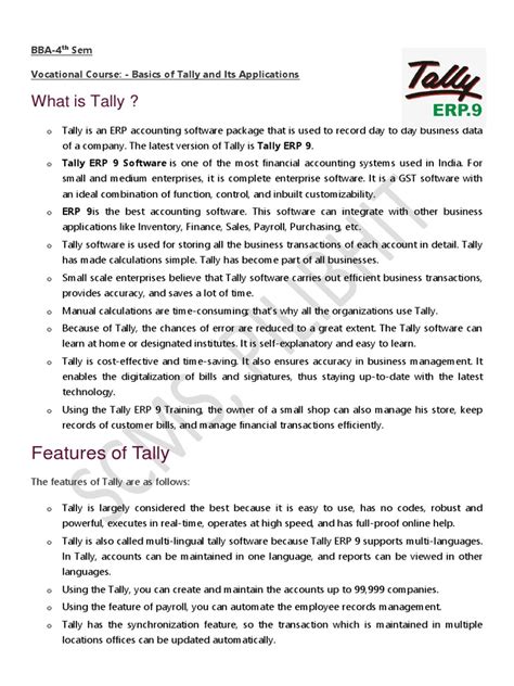 Tally Notes Pdf