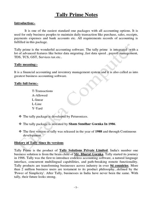 Tally Prime Notes Pdf