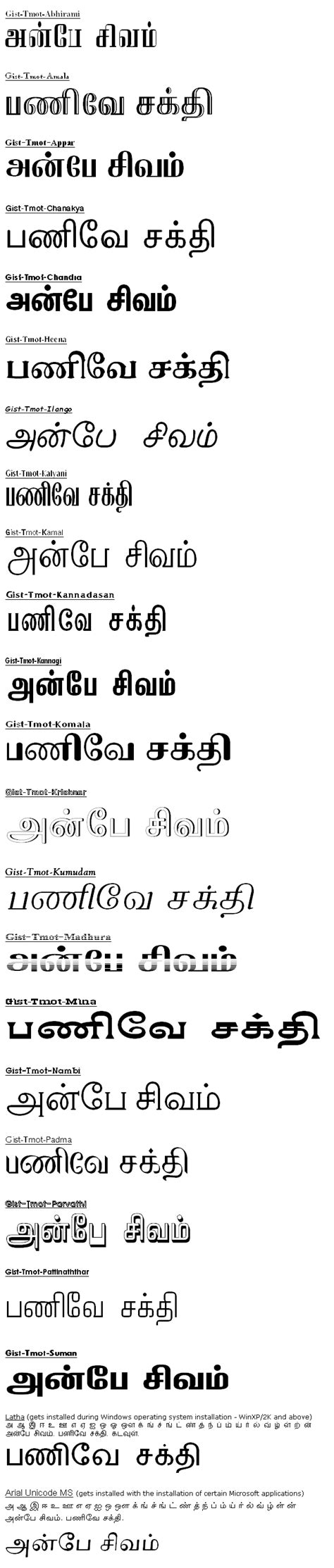 tamil fonts software for xp