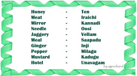 Tamil Language Words