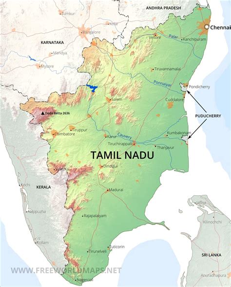 Tamilnadu Physical Map