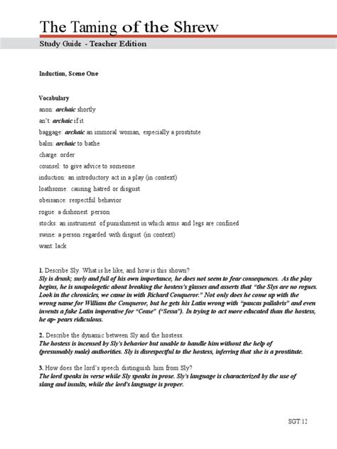 Download Taming Of The Shrew Questions Answers 