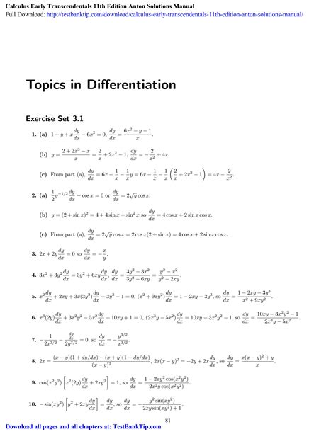 Download Tan Calculus Early Transcendentals Solutions 