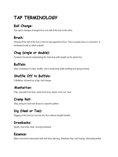 Tap Dance Terminology