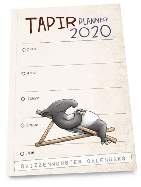 tapir planner 2020 funky 2020 weekly planner tapi