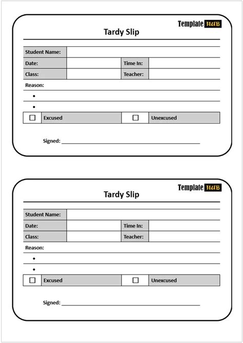 Tardy Slips Printable
