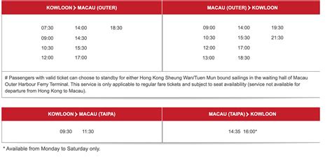 tarif ferry dari kowloon ke macau