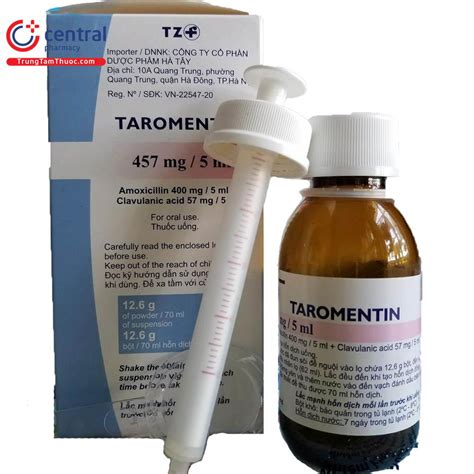 taromentin | Bt Taromentin 457mg5ml tr nhim trng vim