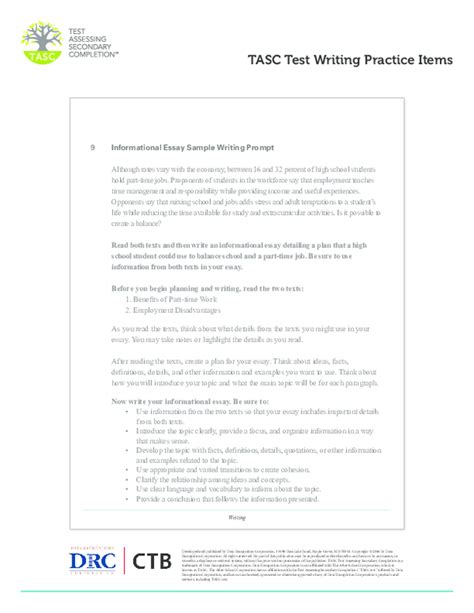 tasc test writing samples