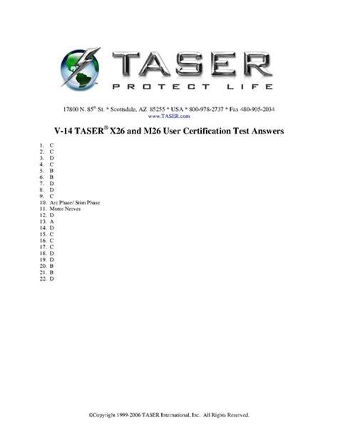 taser x26 test answers
