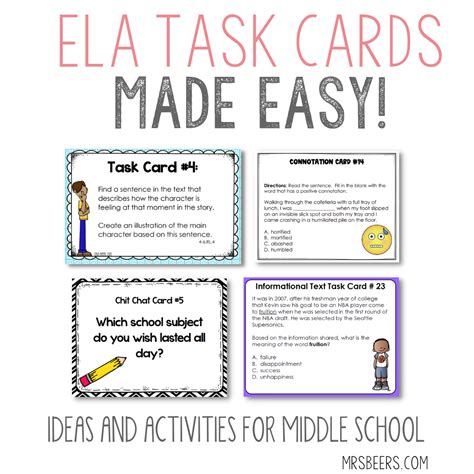 Task Cards For Middle School Ela