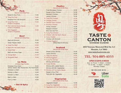 taste of canton menu