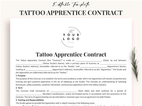 Tattoo Apprentice Contract