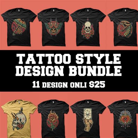 tattoo style tshirt design bundle ready to use Buy tshirt designs