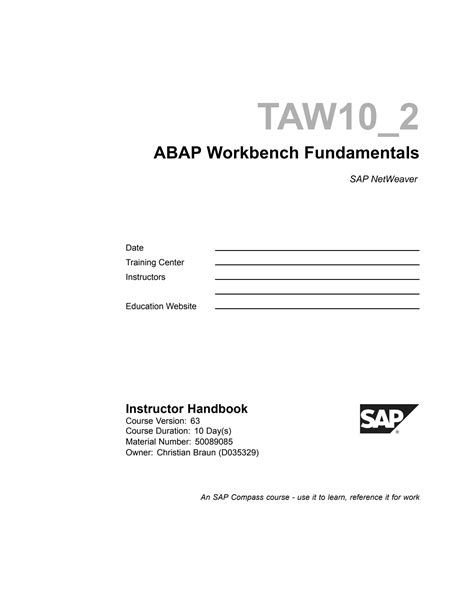 taw10 abap workbench fundamentals
