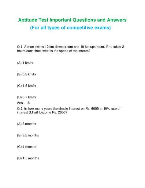 tax adminstration aptitude test questions and answers
