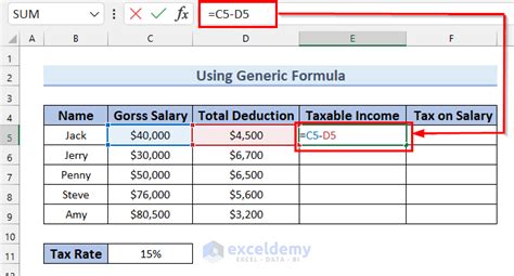 tax calculating formula in Excel javatpoint