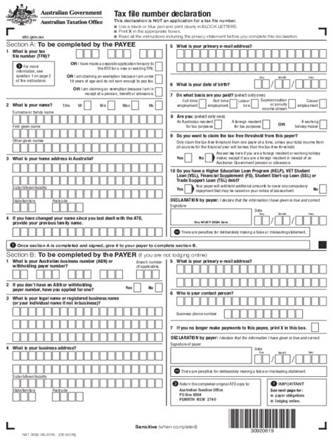 Tax File Number Declaration Form