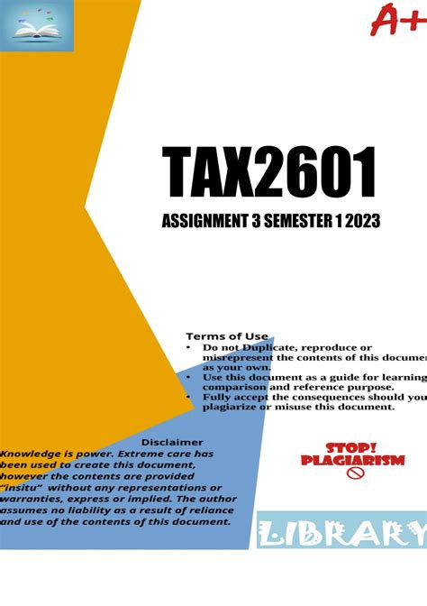 Download Tax2601 Principles Of Taxation Semester 1 2018 