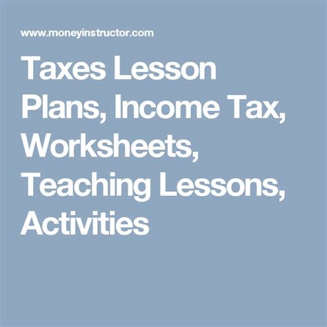 Taxes Lesson Plans Income Tax Worksheets Teaching Activities Tax Worksheet For Students - Tax Worksheet For Students