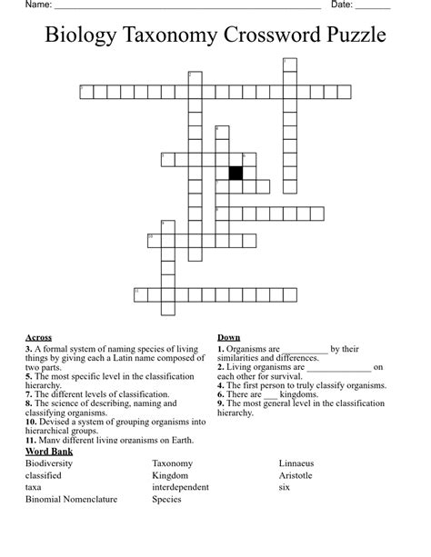 Read Taxonomy Crossword Puzzle Answers Biology 