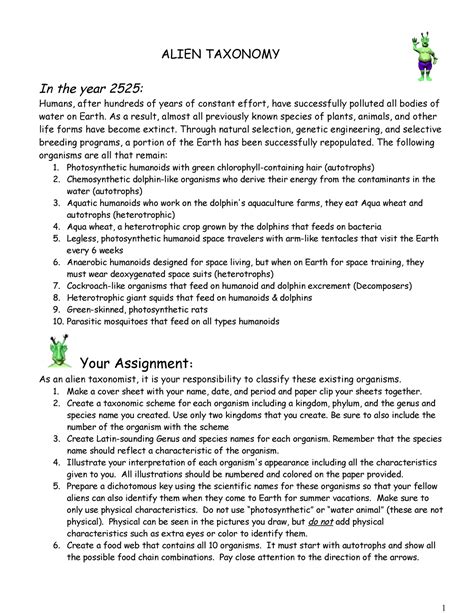 Read Taxonomy Project In The Year 2525 Answers 