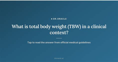 Tbw Body Weight