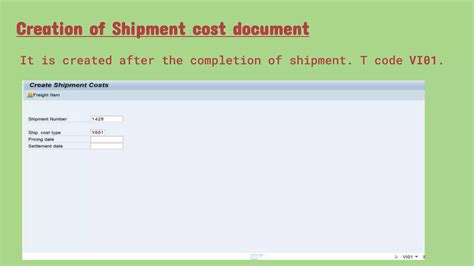 Tcode Shipment Cost Creation