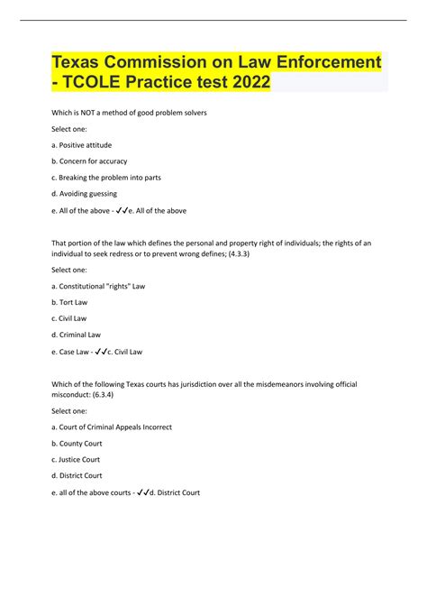 Tcole Practice Test 2022