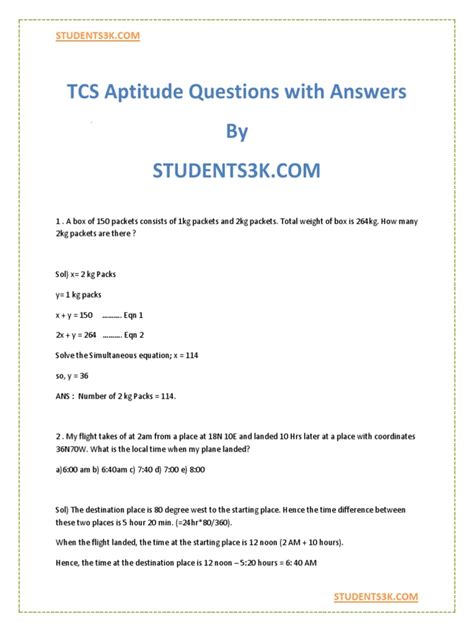 Tcs Aptitude Questions