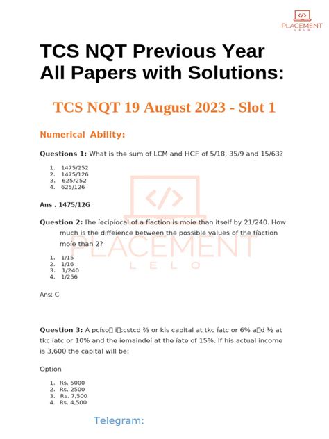 Tcs Previous Year Question Paper