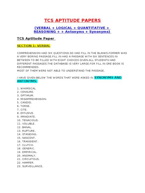 Read Online Tcs Aptitude Papers 
