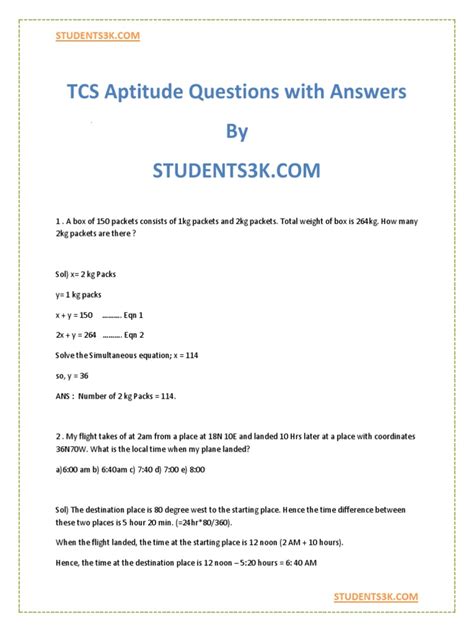 Read Online Tcs Aptitude Test Papers With Answers 