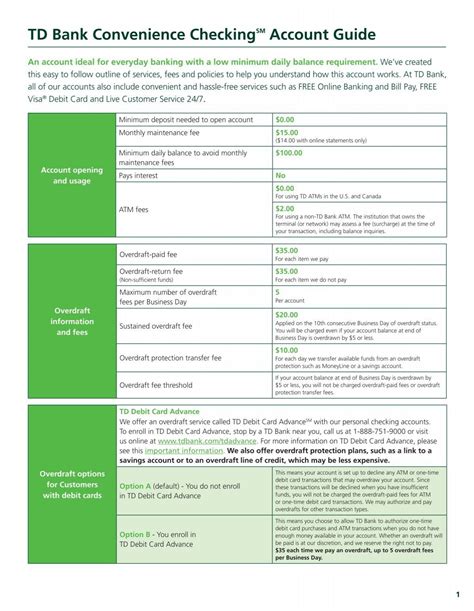 Td Convenience Checking Minimum Balance