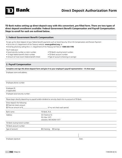 Td Direct Deposit Form
