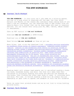 Full Download Tda Err Workbook Answers 