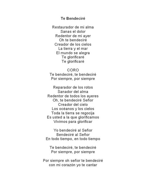 Te Bendecire Letra
