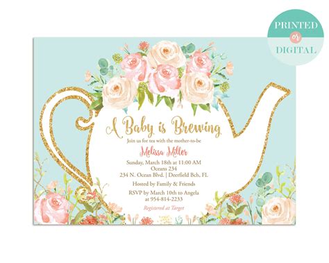 Tea Party Themed Baby Shower Invitations