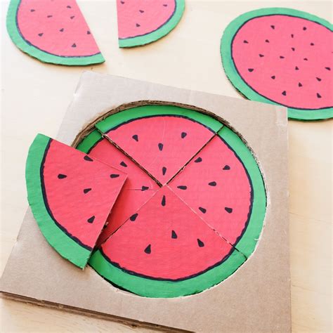 Teach Preschoolers Fractions With This Watermelon Puzzle Preschool Fractions - Preschool Fractions