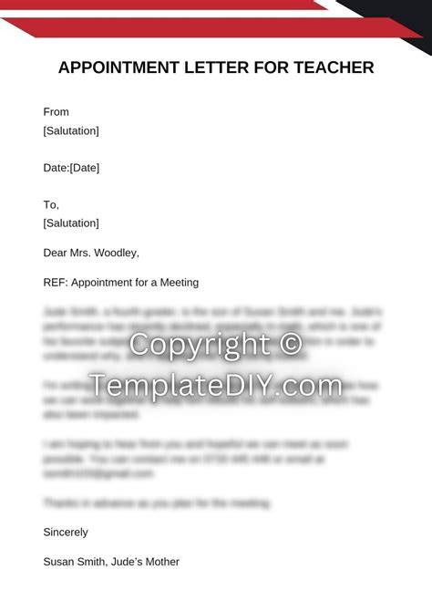 teacher appointment letter formate